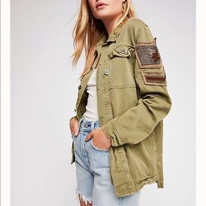 Embellished military shirt jacket